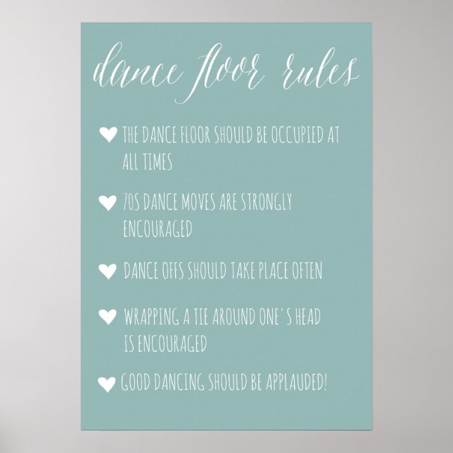 Poster Panneau Règles du plancher de danse | Symbole d'am (Devant)