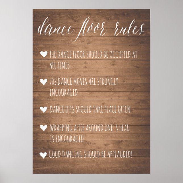 Poster Panneau Règles du plancher de danse | Symbole rust (Devant)