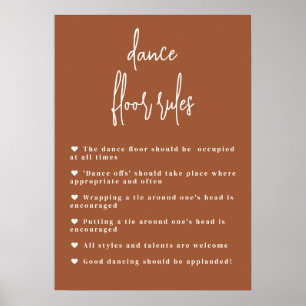 Poster Panneau Règles du sol de danse Boho en terre cuite