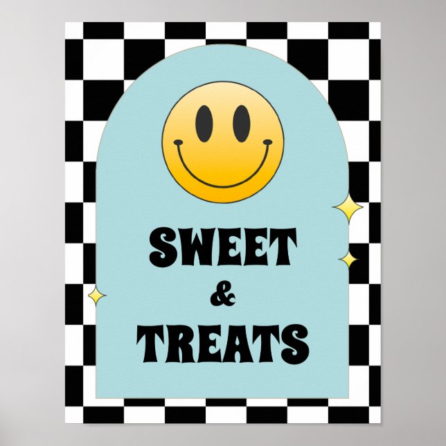 Poster Panneau Retro One Happy Dude Anniversaire Sweet &  (Devant)