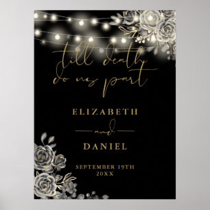 Poster Panneau Rose Black And Gold