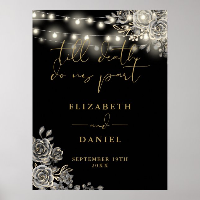 Poster Panneau Rose Black And Gold (Devant)
