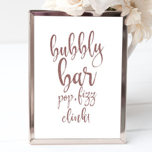 Poster Panneau Rose Bubbly  Gold Parties scintillant 8x10
