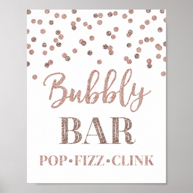 Poster Panneau rose Gold Confetti Bubbly Bar (Devant)