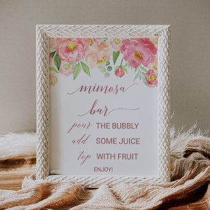 Poster Panneau Rose or Mimosa  Peach et Pink Peony