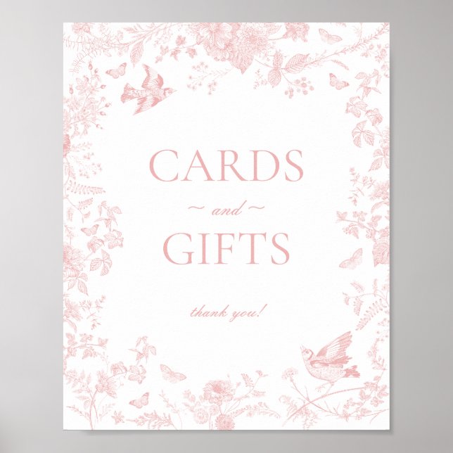 Poster Panneau rose Toile De Jouy Cartes et cadeaux flora (Devant)