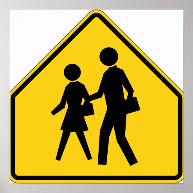 Poster Panneau routier de la zone scolaire (Devant)