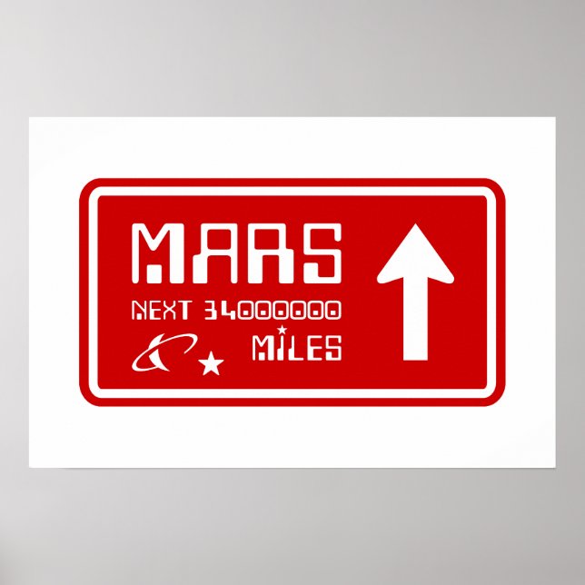 Poster Panneau routier pour Mars (Devant)