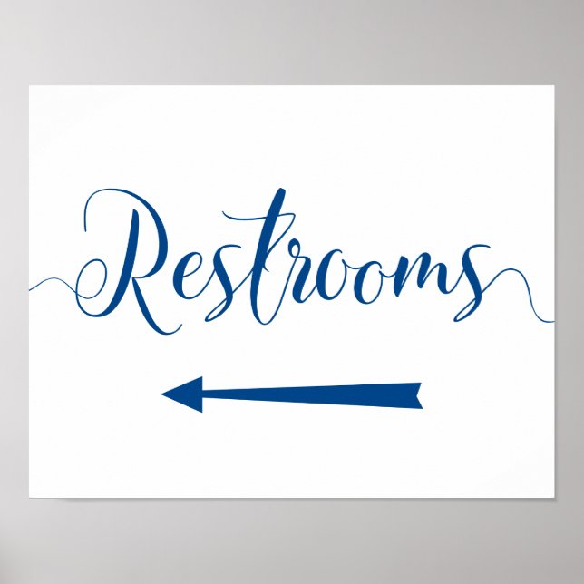 Poster Panneau Royal Blue Restrooms - Flèches gauche (Devant)