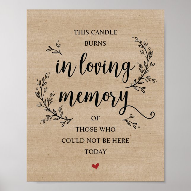 Poster Panneau Rustic Vines Mariage Memorial (CANDLE) (Devant)