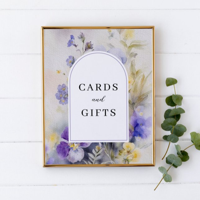 Poster Panneau Rustique Aquarelle Violettes Cartes & Cade (Créateur téléchargé)