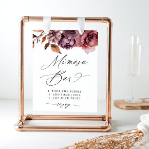 Poster Panneau Rustique Automne Floral Mariage Mimosa Bar