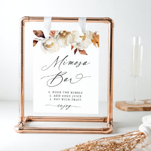 Poster Panneau Rustique Automne Floral Mariage Mimosa Bar