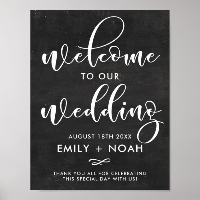 Poster Panneau Rustique Faux Chalkboard Panneau de bienve (Devant)