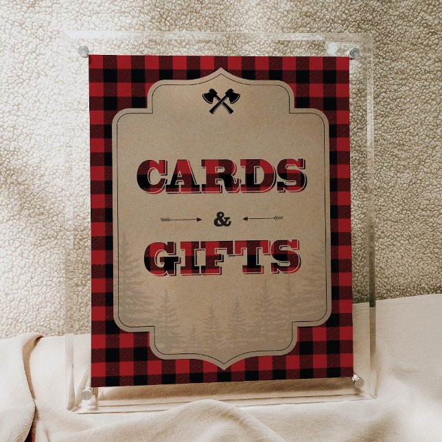 Poster Panneau Rustique Flannel Party Cartes et cadeaux (Créateur téléchargé)