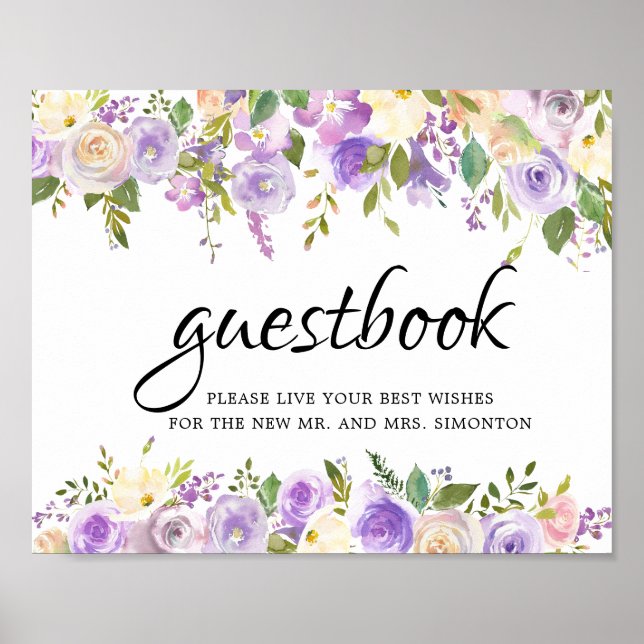 Poster Panneau Rustique Floral Violet (Devant)