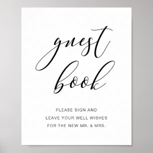 Poster Panneau Rustique Mariage Guestbook Script manuscri