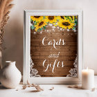 Panneau Rustique Sunflower String Lights Card et C