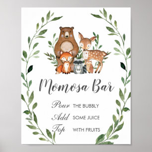 Poster Panneau Rustique Vert Bois Animaux Momosa Bar