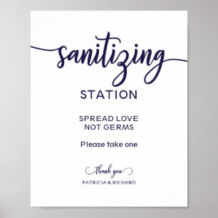 Poster Panneau Sanitiation Station Étaler Amour Pas Germe