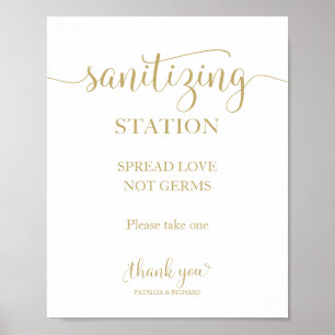Poster Panneau Sanitiation Station Étaler Amour Pas Germe