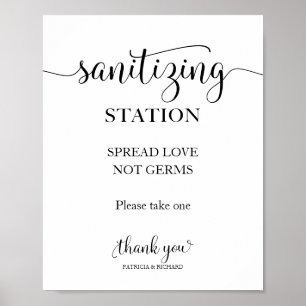 Poster Panneau Sanitiation Station Étaler Amour Pas Germe