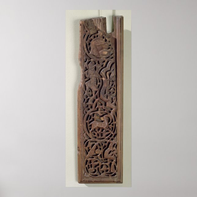 Poster Panneau sculpté orné d'un joueur de luth (Devant)