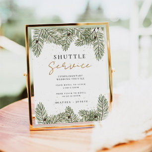 Poster Panneau Service de navette Mariage Festive Pine