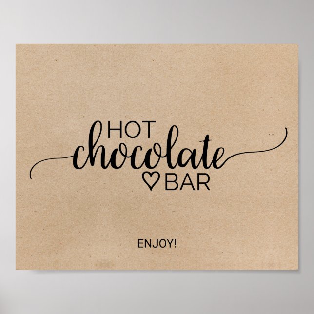 Poster Panneau simple de bar de chocolat chaud sur faux p (Devant)