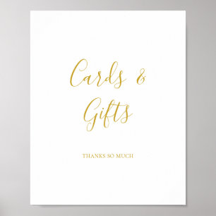 Poster Panneau simple élégant de cartes et cadeaux en or