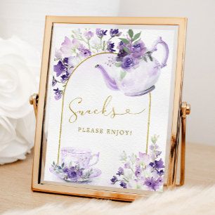 Poster Panneau Snacks de thé à Fête des mariées florale v