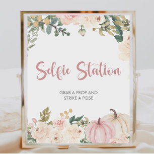 Poster Panneau Station Selfie Petit Baby shower Citrouill
