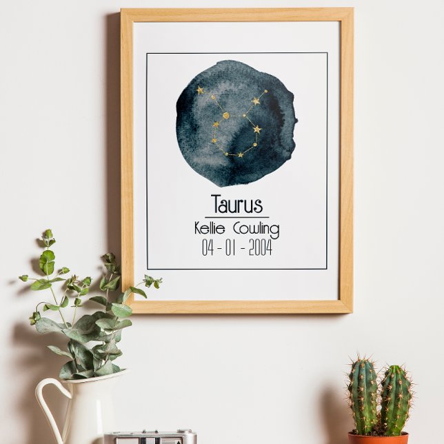 Poster Panneau Taurus Zodiac : Nom et Anniversaire person (Créateur téléchargé)