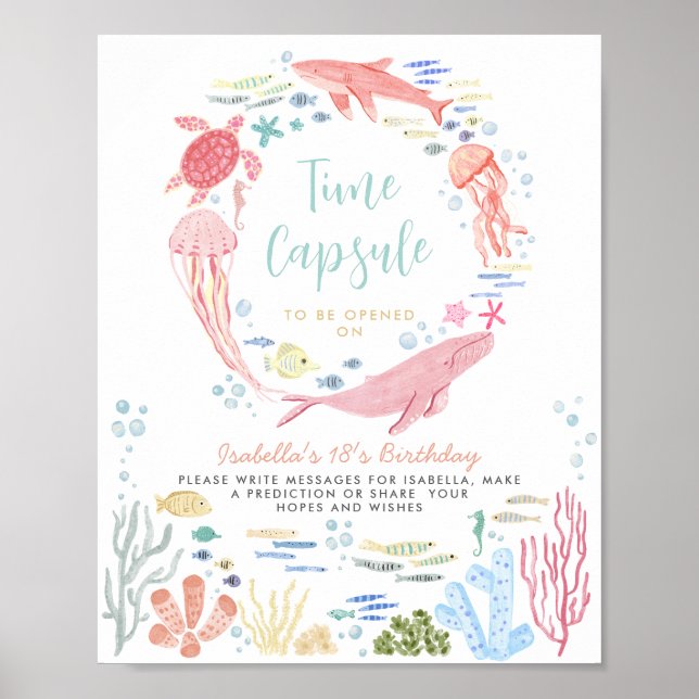 Poster Panneau Temps Capsule Sous La Mer Animaux (Devant)