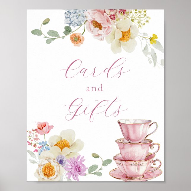 Poster Panneau Teups fleur sauvage et rose Cartes et cade (Devant)