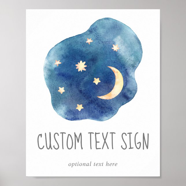 Poster Panneau texte personnalisé Baby shower Lune et Éto (Devant)