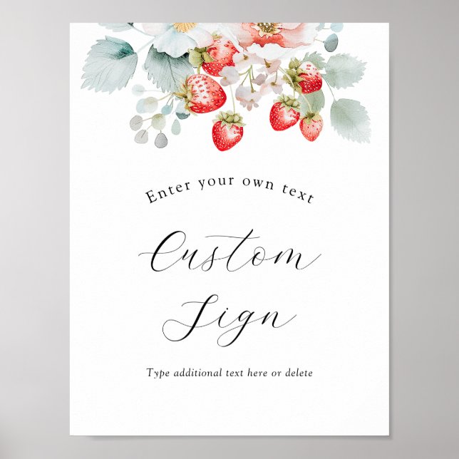 Poster Panneau texte personnalisé Berry Sweet Strawberry (Devant)