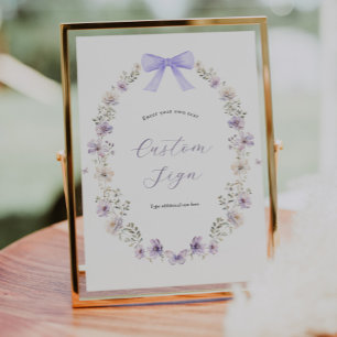 Poster Panneau Texte personnalisé Bow Fleur sauvage viole