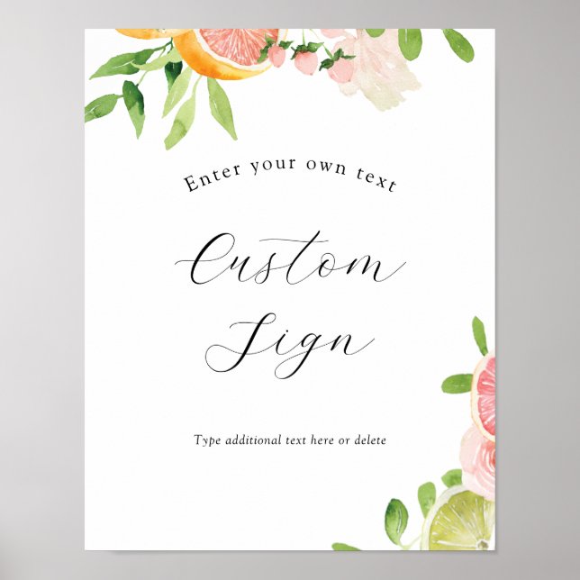 Poster Panneau Texte personnalisé Citrus rose (Devant)