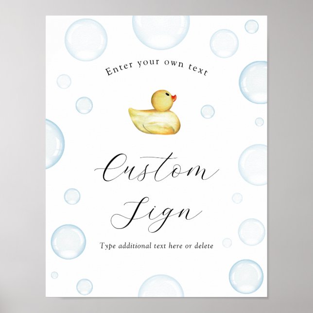 Poster Panneau texte personnalisé du Baby shower de canar (Devant)