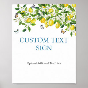 Poster Panneau texte personnalisé Fête des mariées citron