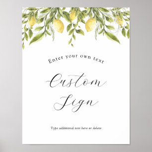 Poster Panneau texte personnalisé Lemon Branch et Greener
