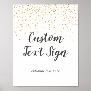 Poster Panneau texte personnalisé Mariage Gold Confetti