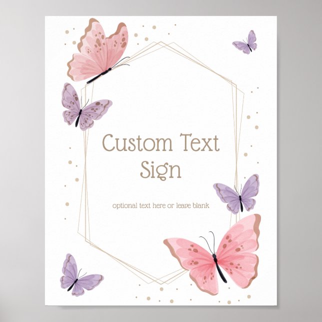Poster Panneau texte personnalisé Papillon (Devant)