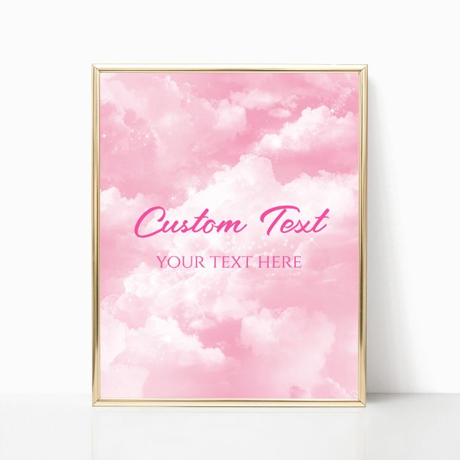Poster Panneau Texte Personnalisé Pink Sparkly Clouds (Créateur téléchargé)