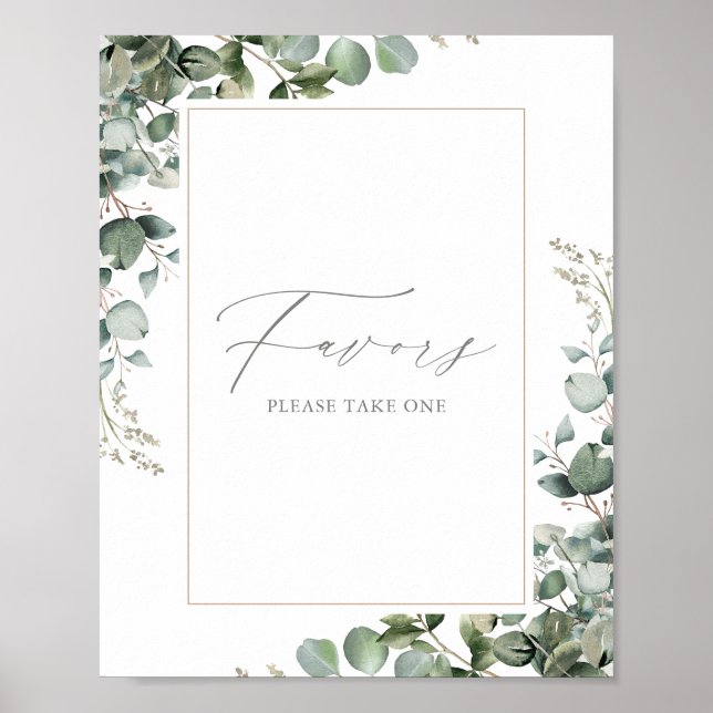 Poster Panneau vert Baby shower Eucalyptus Faveurs (Devant)