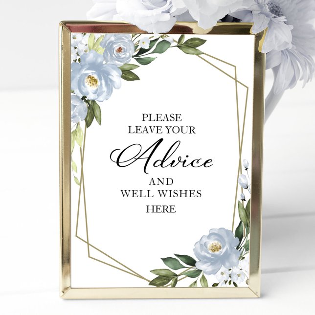 Poster Panneau Vert Dusty Blue Conseils Et Bien Souhaits (Créateur téléchargé)