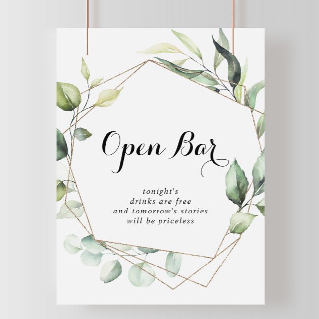 Poster Panneau vert Mariage à barre ouverte géométrique E (Créateur téléchargé)
