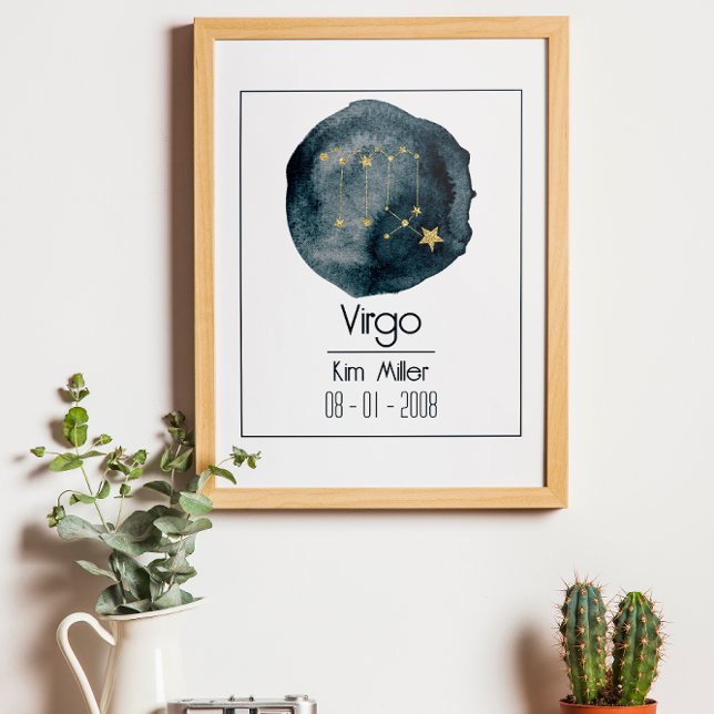 Poster Panneau Virgo Zodiac : Nom personnalisé et anniver (Créateur téléchargé)