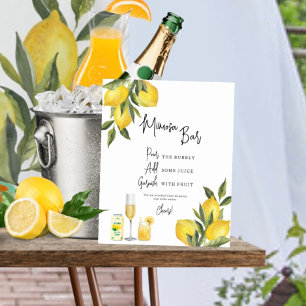 Poster Panneau Wedding shower Mimosa citrons aquarelle